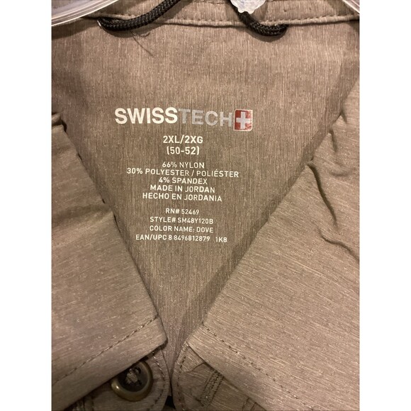 Swiss Tech Shirt Mens 2XL Brown Button Hiking Chest Pocket Techwear Atheisure - Picture 4 of 11